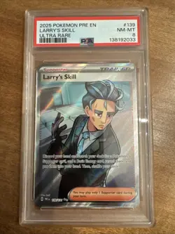 2025 Pokemon PRE EN Larry's Skill ULTRA RARE FULL ART 139/131 PSA 8 NM-MT - Image 1