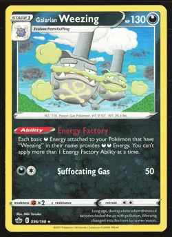 SWSH06: Chilling Reign Galarian Weezing #096/198 Rare Pokemon Card - Image 1