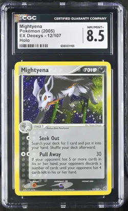 CGC 8.5 Mightyena 2005 EX Deoxys 12/107 Holo Pokemon Card - Image 1