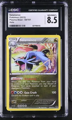 CGC 8.5 Salamence 2013 Plasma Blast 64/101 Holo Pokemon Card - Image 1