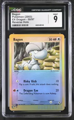 CGC 9 MINT Bagon 2003 EX Dragon 50/97 Reverse Holo Pokemon Card - Image 1
