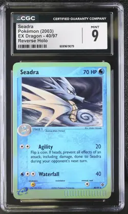CGC 9 MINT Seadra 2003 EX Dragon 40/97 Reverse Holo Pokemon Card - Image 1