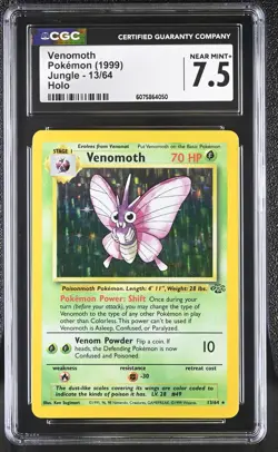 CGC 7.5 Venomoth 1999 Jungle 13/64 Holo Pokemon Card - Image 1
