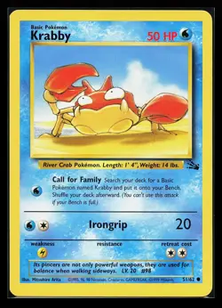 Krabby 51/62 Common Fossil Pokemon Card - Image 1