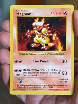POKEMON MAGMAR 36/102 UNCOMMON SHADOWLESS BASE SET DM CARD - Image 1