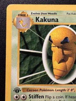 1st Edition Shadowless Kakuna 33/102 Base Set Pokemon Card Rare HP - Image 3