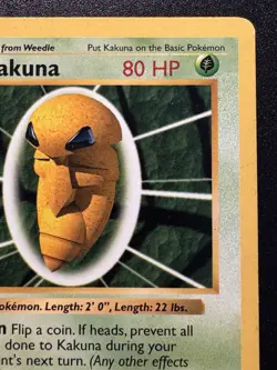 1st Edition Shadowless Kakuna 33/102 Base Set Pokemon Card Rare HP - Image 4