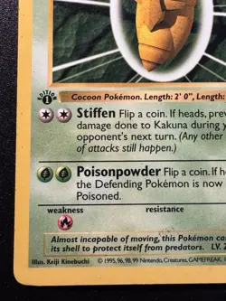 1st Edition Shadowless Kakuna 33/102 Base Set Pokemon Card Rare HP - Image 5