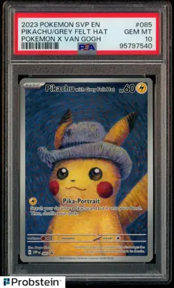 2023 Pokemon SVP EN Pokemon X Van Gogh #085 Pikachu with Grey Felt Hat PSA 10 - Image 1