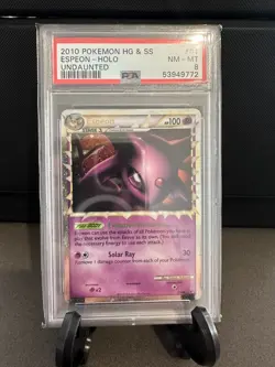2010 Pokemon HGSS ESPEON PRIME Undaunted Holo PSA 8 NM-MINT - Image 1
