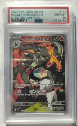 2025 POKEMON DESTINED RIVALS ROCKET'S HOUNDOOM #191 ILLUSTRATION RARE IR PSA 10 - Image 1