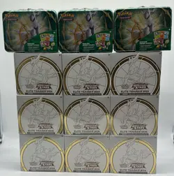Lot of (9) Pokemon Brilliant Stars ETB's + 3 Spring Arceus Lunchbox Tins SEALED - Image 1