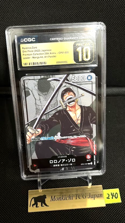 CGC PRISTINE 10 Roronoa Zoro (Parallel) OP01-001 L 25th Edition ONE PIECE Card - Image 1