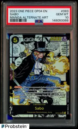 2023 One Piece OP04 En Manga Alternate Art #083 Sabo PSA 10 GEM MINT - Image 1