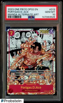 2023 One Piece OP02 EN Manga Alternate Art #013 Portgas D. Ace PSA 10 GEM MINT - Image 1
