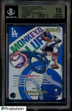 2025 One Piece Promo Dodgers Attendance Giveaway Monkey D. Luffy BGS 10 PRISTINE - Image 1