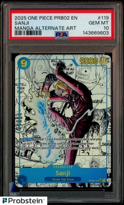 2025 One Piece PRB02 EN Manga Alternate Art #119 Sanji PSA 10 GEM MINT - Image 1