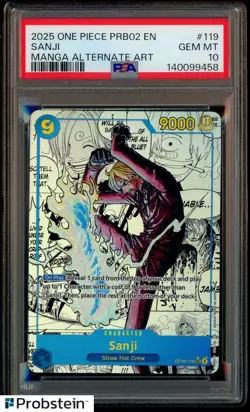2025 One Piece PRB02 EN Manga Alternate Art #119 Sanji PSA 10 GEM MINT - Image 1