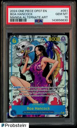 2024 One Piece OP07 Manga Alternate Art #051 Boa Hancock PSA 10 GEM MINT - Image 1