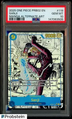 2025 One Piece PRB02 EN Manga Alternate Art #119 Sanji PSA 10 GEM MINT - Image 1