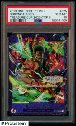 2023 One Piece Promo #025 Roronoa Zoro Treasure Cup 2023 Top 8 PSA 10 GEM MINT - Image 1