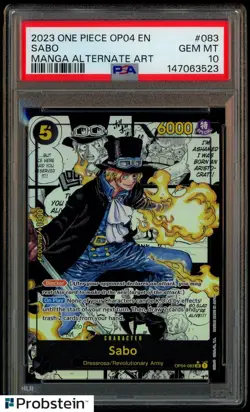 2023 One Piece OP04 En Manga Alternate Art #083 Sabo PSA 10 GEM MINT - Image 1