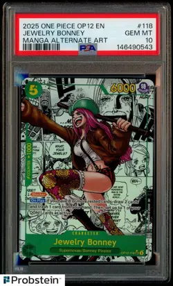 2025 One Piece OP-12 EN Manga Alternate Art #118 Jewelry Bonney PSA 10 GEM MINT - Image 1