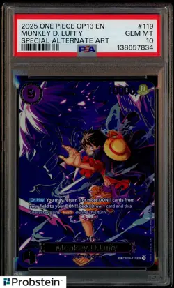 2025 One Piece OP13 EN Special Alternate Art #119 Monkey D Luffy PSA 10 GEM MINT - Image 1