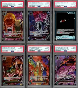 ONE PIECE OP13 GOD PACK JPN FIVE ELDERS IMU PSA 10 SPECIAL RED PARALLEL SET - Image 1