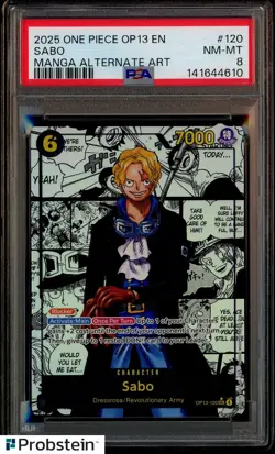 2025 One Piece EN OP13 Manga Alternate Art #120 Sabo PSA 8 NM-MT - Image 1