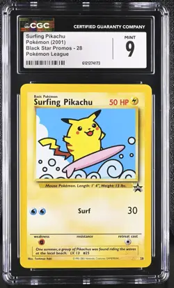 CGC 9 MINT Surfing Pikachu 2001 Black Star Promos 28 Pokemon Card - Image 1