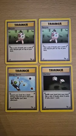 Pokemon TCG Fossil Trainer Card bundle Recycle Energy Search Gambler - Image 1