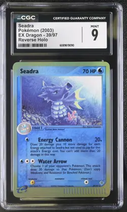CGC 9 MINT Seadra 2003 EX Dragon 39/97 Reverse Holo Pokemon Card - Image 1