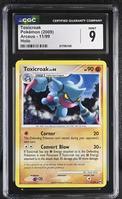 CGC 9 MINT Toxicroak 2009 Arceus 11/99 Holo Pokemon Card - Image 1