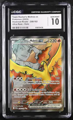 CGC 10 Team Rocket's Moltres ex Destined Rivals 208/182 Holo Pokemon Card - Image 1
