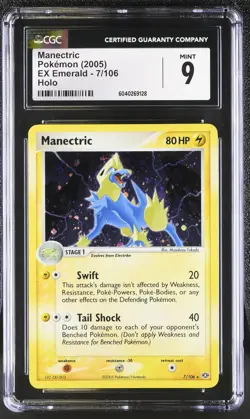 CGC 9 MINT Manectric 2005 EX Emerald 7/106 Holo Pokemon Card - Image 1