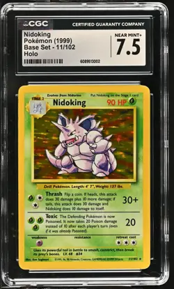 CGC 7.5 Nidoking 1999 Base Set 11/102 Holo Pokemon Card - Image 1