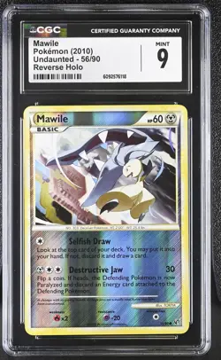 CGC 9 MINT Mawile 2010 Undaunted 56/90 Reverse Holo Pokemon Card - Image 1