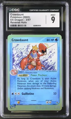 CGC 9 MINT Crawdaunt 2003 EX Dragon 3/97 Reverse Holo Pokemon Card - Image 1