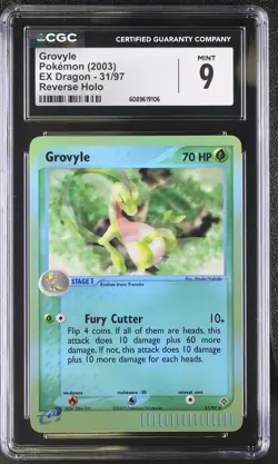CGC 9 MINT Grovyle 2003 EX Dragon 31/97 Reverse Holo Pokemon Card - Image 1