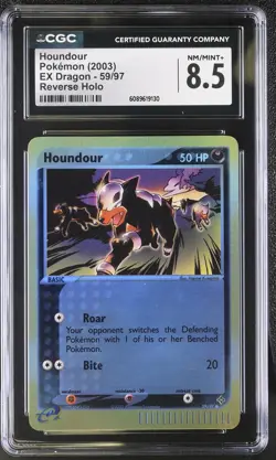 CGC 8.5 Houndour 2003 EX Dragon 59/97 Reverse Holo Pokemon Card - Image 1