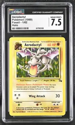 CGC 7.5 Aerodactyl 1999 Fossil 1/62 Holo Pokemon Card - Image 1