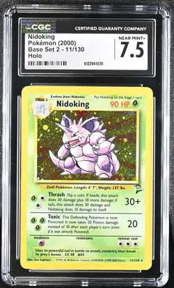 CGC 7.5 Nidoking 2000 Base Set 2 11/130 Holo Pokemon Card - Image 1