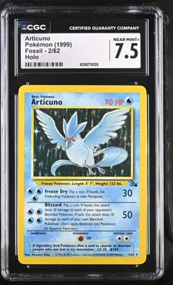 CGC 7.5 Articuno 1999 Fossil 2/62 Holo Pokemon Card - Image 1