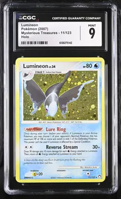 CGC 9 MINT Lumineon 2007 Mysterious Treasures 11/123 Holo Pokemon Card - Image 1