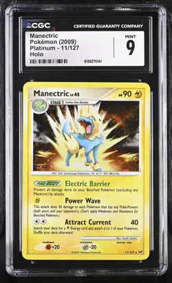 CGC 9 MINT Manectric 2009 Platinum 11/127 Holo Pokemon Card - Image 1