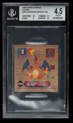 1998 Super DX Amada Stickers Charizard BGS 4.5 Japanese #D42 Bronze Foil - Image 1