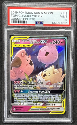 2019 Pokemon Sun & Moon Cosmic Eclipse Tag Team - Togepi Cleffa Igglybuff -PSA 9 - Image 1