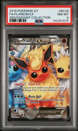 2016 POKEMON XY GENERATIONS RADIANT COLL #RC28 FULL ART/FLAREON EX PSA 8 - Image 1