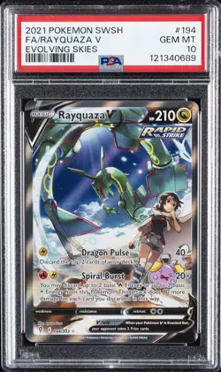 2021 POKEMON SWORD & SHIELD EVOLVING SKIES #194 FULL ART/RAYQUAZA V PSA 10 - Image 1